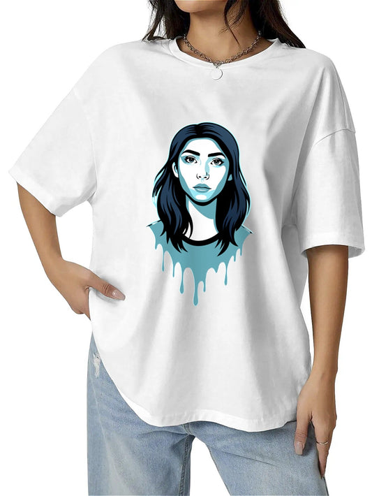 UME Blue Paint Minimalist Portrait T-Shirt